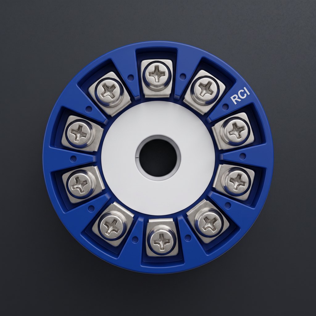 Transmitter terminal top view — 10-screw terminal deck